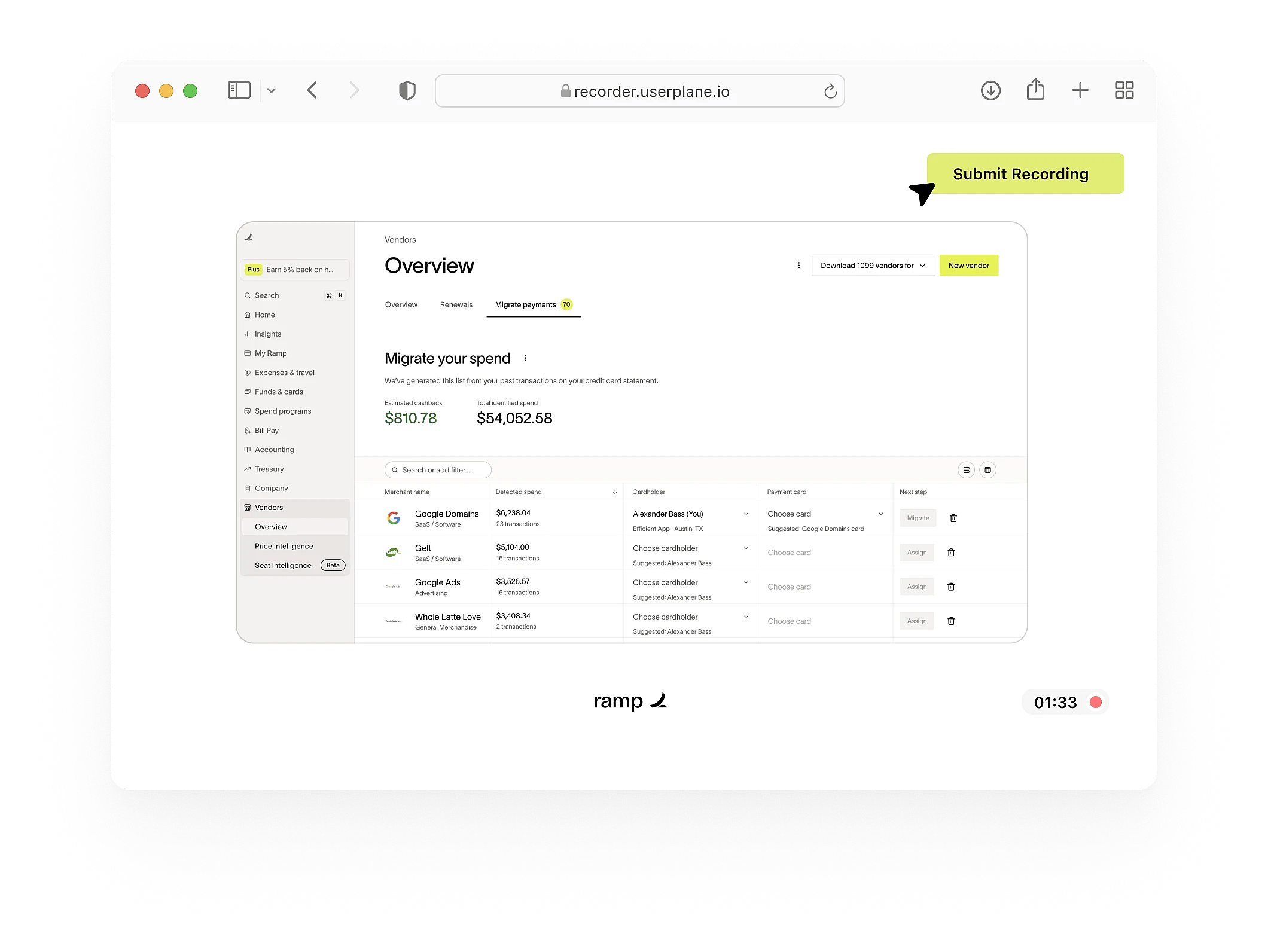 One click recordings