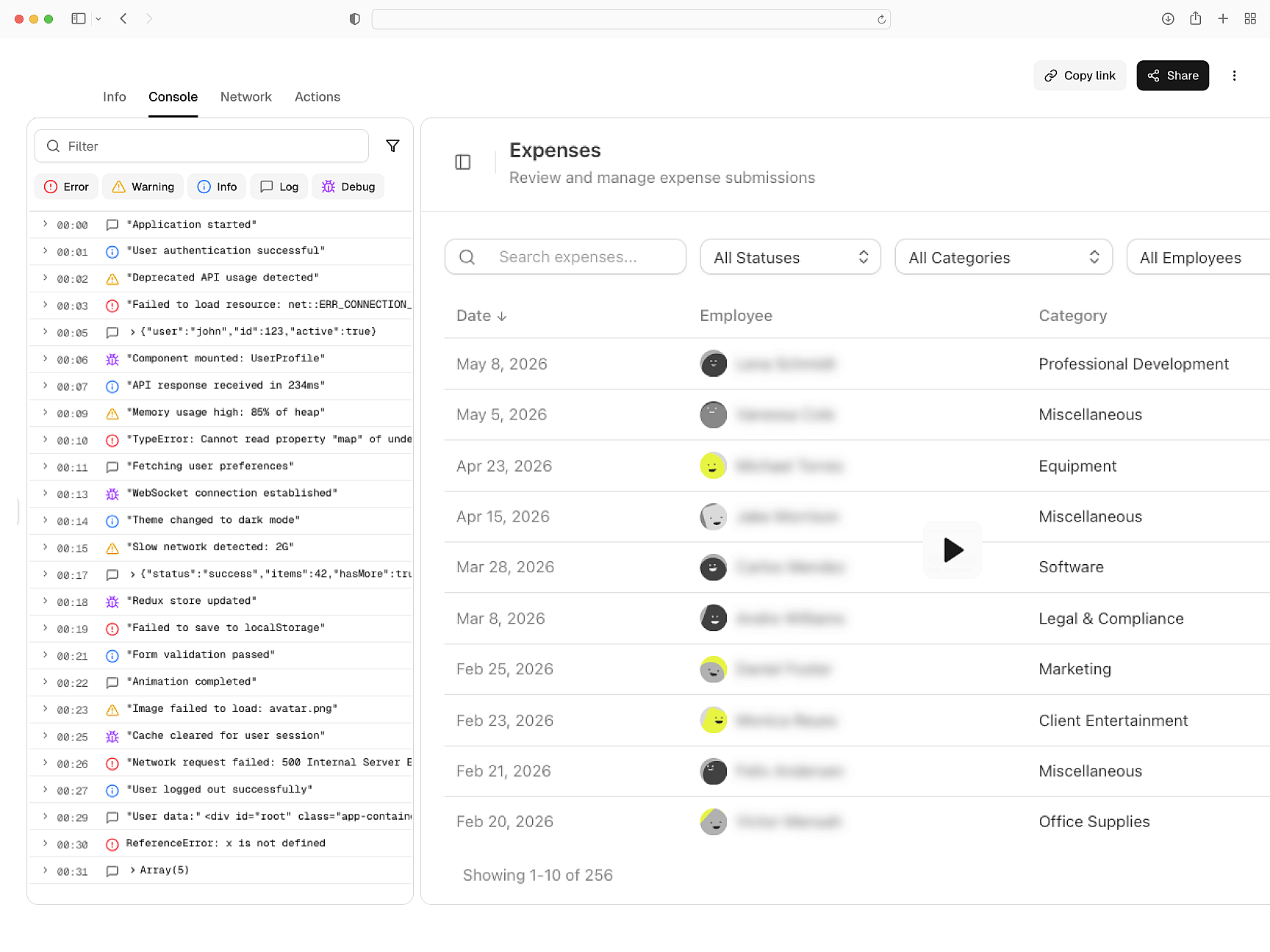 Logs and network included